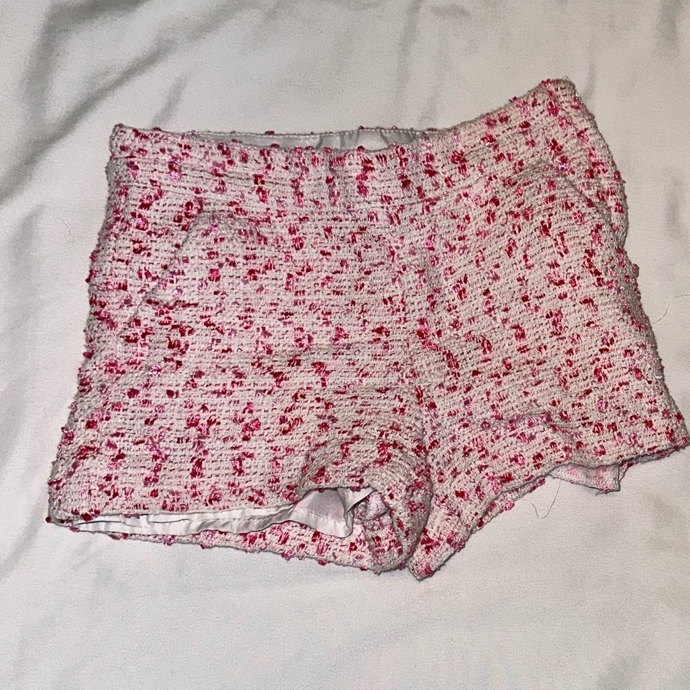 Janie and Jack Boucle Shorts in Pink and White